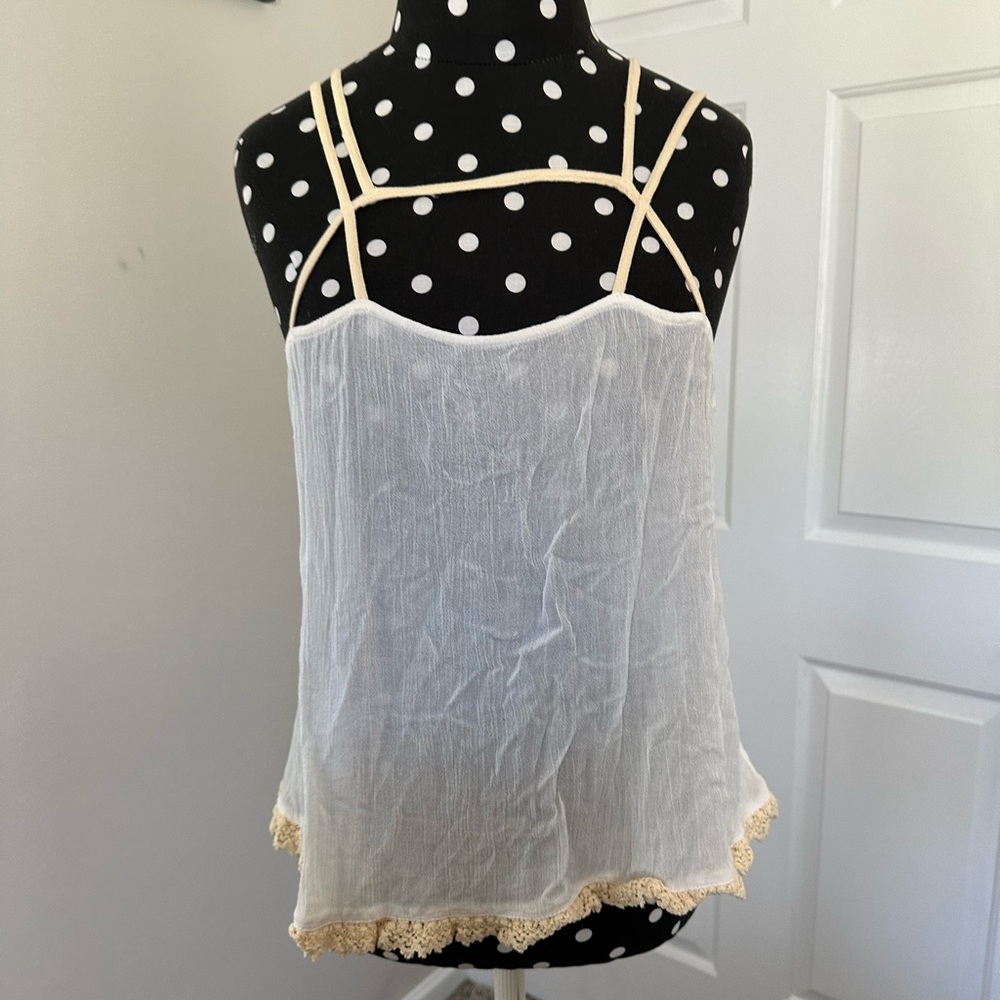 Free People White and Cream Tank Top